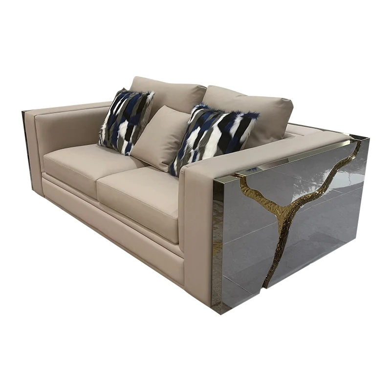 HR-SF-001 upholstered sofa module in three-quarter view