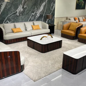 HR-SF-002 luxury sofa collection in showroom, view 1