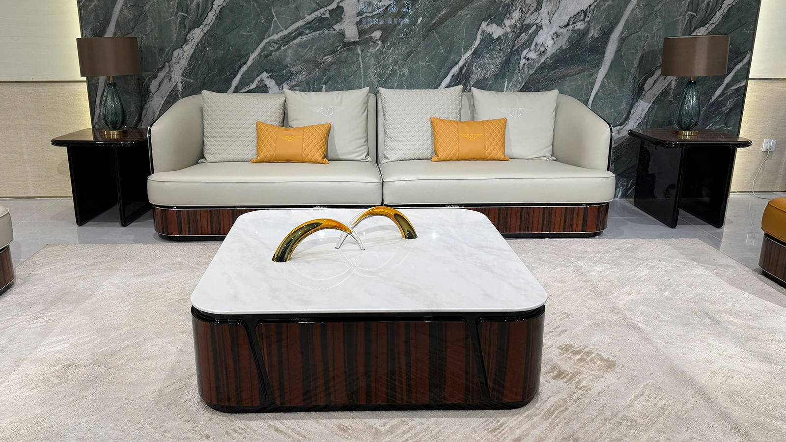 HR-SF-002 luxury sofa collection in showroom, view 4