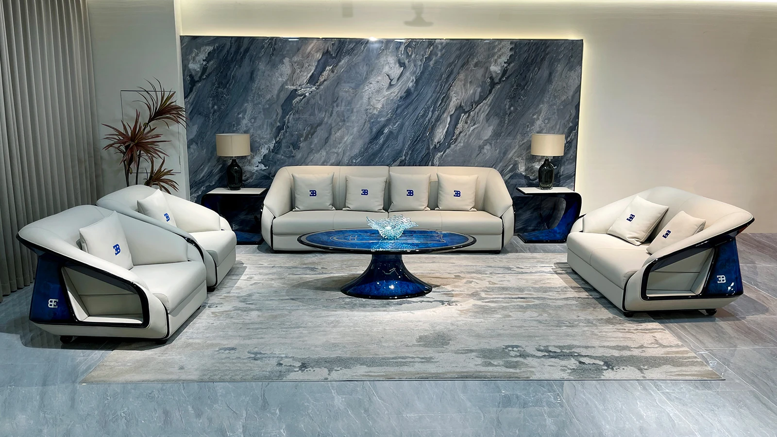 HR-SF-009 luxury sofa collection in showroom, view 3