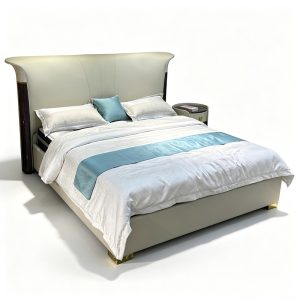 Sage Wingback Upholstered Bed on a white background