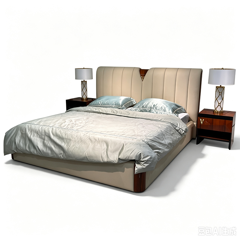 Ivory Channel Headboard Bed on a white background