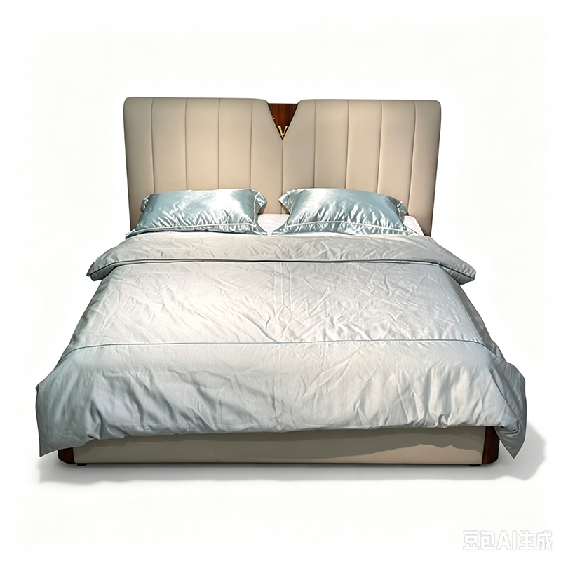 Ivory Channel Headboard Bed on a white background