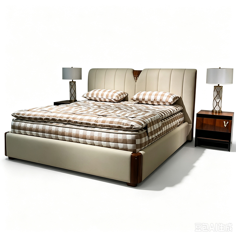 Ivory Channel Headboard Bed on a white background