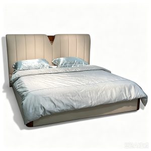 Ivory Channel Headboard Bed on a white background