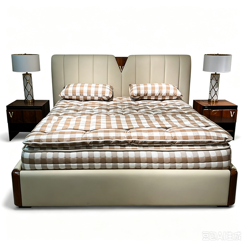 Ivory Channel Headboard Bed on a white background