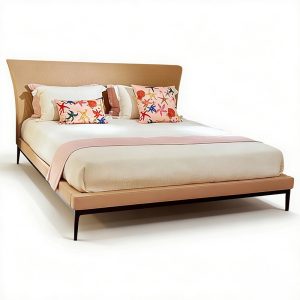 Blush Slim Frame Upholstered Bed on a white background