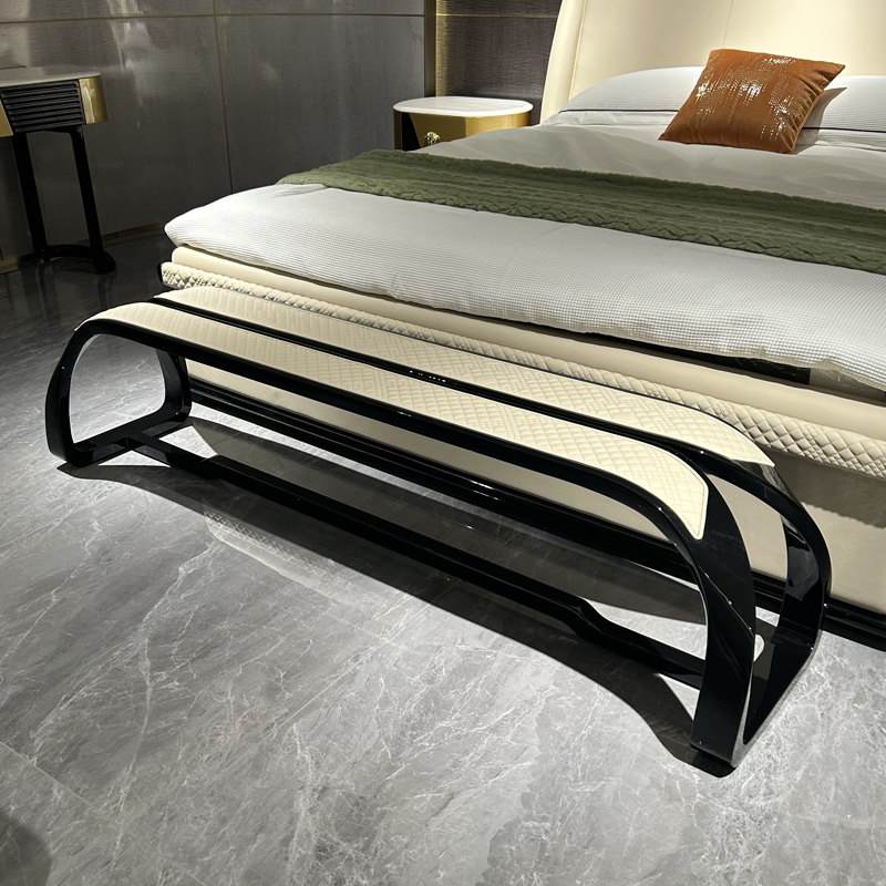 Ivory Contrast Frame Bed in a furnished interior