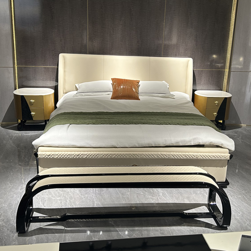 Ivory Contrast Frame Bed in a furnished interior