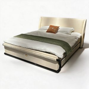 Ivory Contrast Frame Bed on a white background