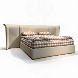 Ivory Extended Wing Headboard Bed on a white background