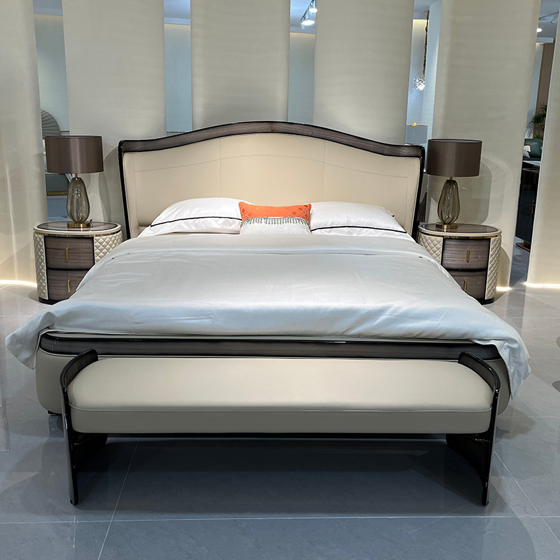Ivory Arched Contrast Trim Bed in a furnished interior