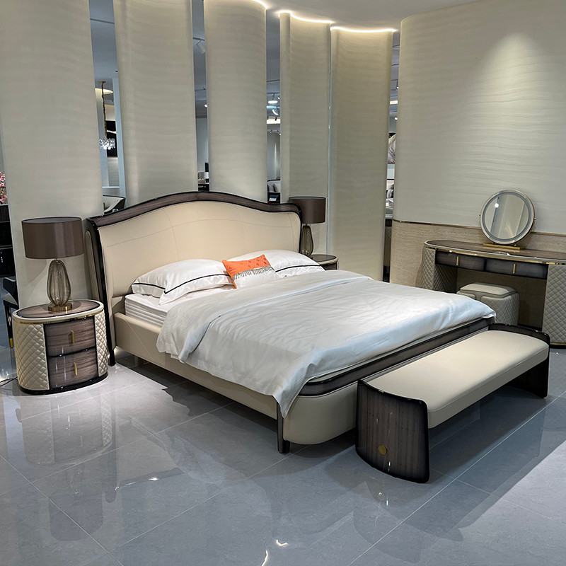 Ivory Arched Contrast Trim Bed in a furnished interior
