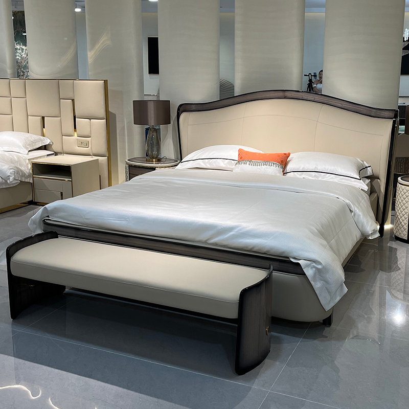 Ivory Arched Contrast Trim Bed in a furnished interior