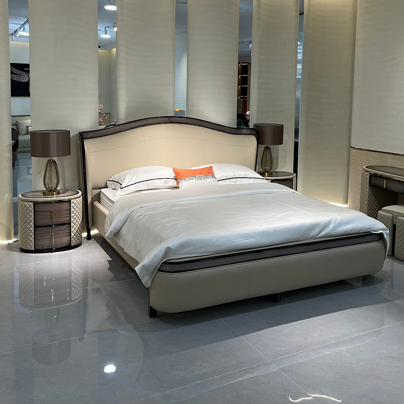Ivory Arched Contrast Trim Bed in a furnished interior