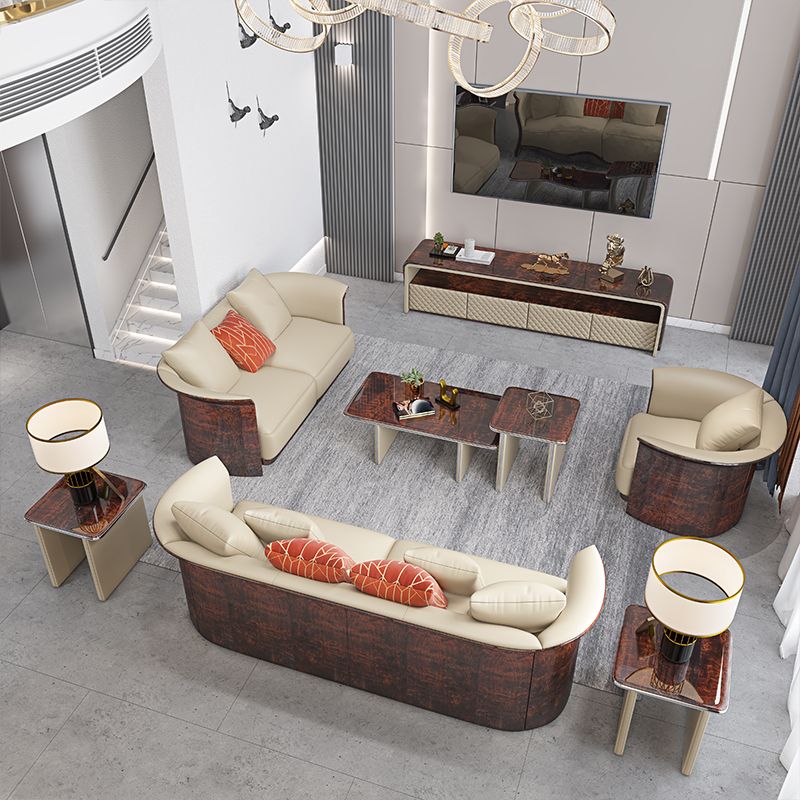 Ivory Barrel Accent Sofa Collection in a furnished interior