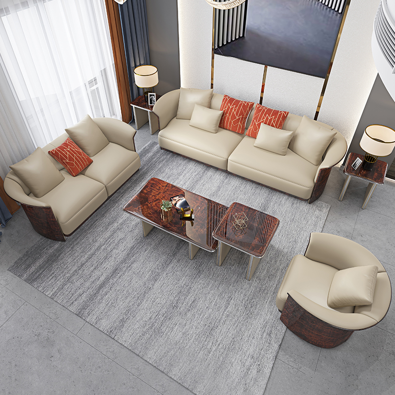 Ivory Barrel Accent Sofa Collection in a furnished interior