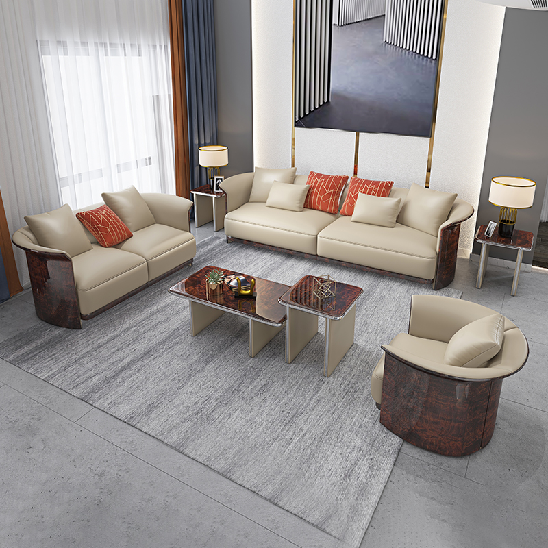 Ivory Barrel Accent Sofa Collection in a furnished interior