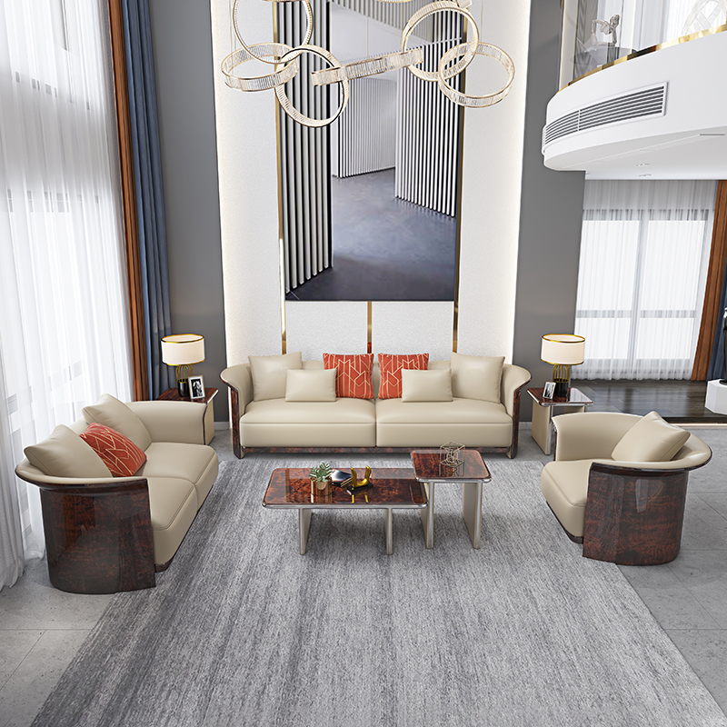 Ivory Barrel Accent Sofa Collection in a furnished interior