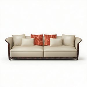 Ivory Barrel Accent Sofa Collection on a white background