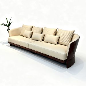 Ivory Curved Shell Sofa Collection on a white background