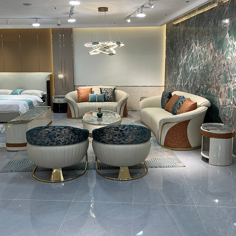 Ivory Sculpted Curve Sofa Collection in a furnished interior
