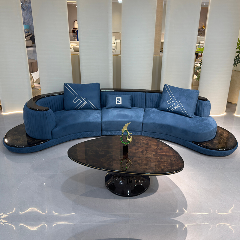 Blue Crescent Sofa Collection in a furnished interior