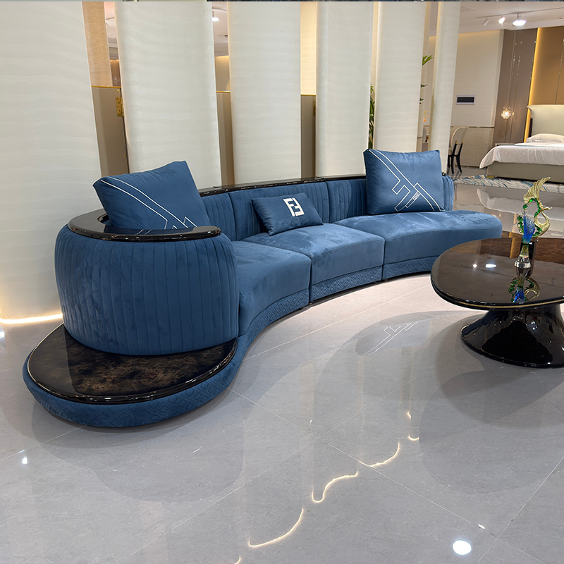 Blue Crescent Sofa Collection in a furnished interior