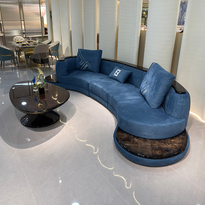 Blue Crescent Sofa Collection in a furnished interior