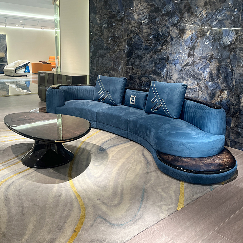 Blue Crescent Sofa Collection in a furnished interior