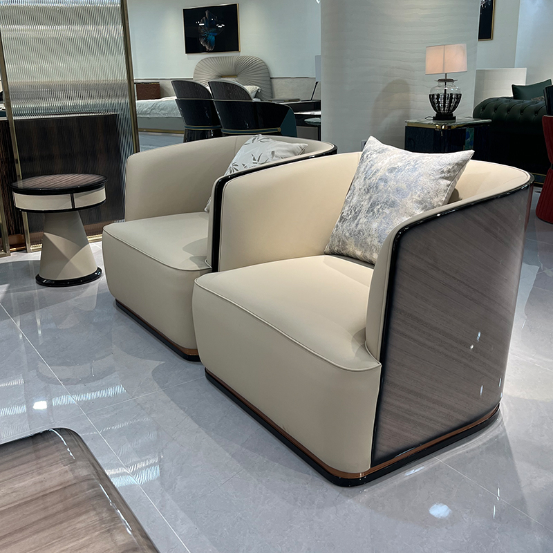 Ivory Rounded Panel Sofa Collection in a furnished interior