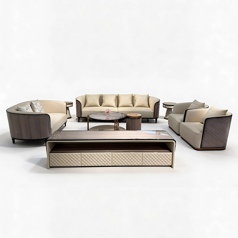 Ivory Rounded Panel Sofa Collection on a white background