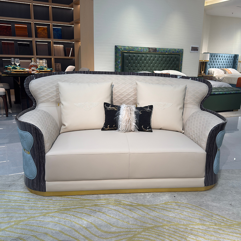 Ivory Blue Accent Sofa Collection in a furnished interior