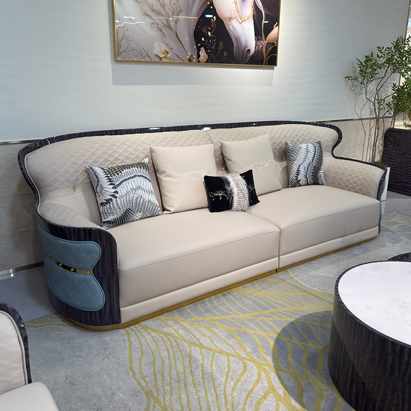 Ivory Blue Accent Sofa Collection in a furnished interior