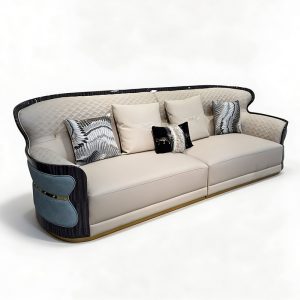 Ivory Blue Accent Sofa Collection on a white background