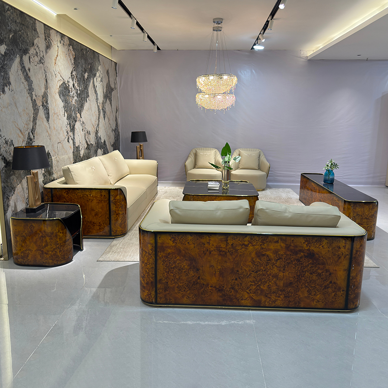 Ivory Warm Panel Sofa Collection in a furnished interior