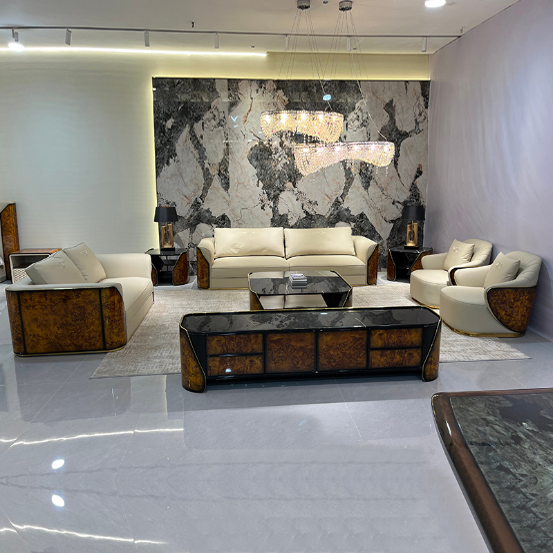 Ivory Warm Panel Sofa Collection in a furnished interior