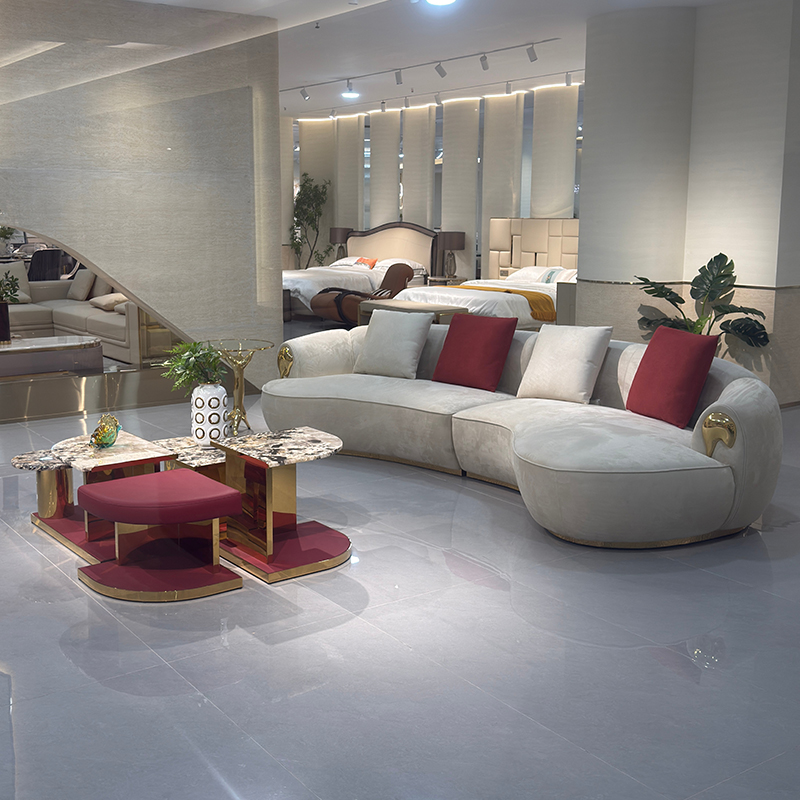 Ivory Cloud Curve Sofa in a furnished interior